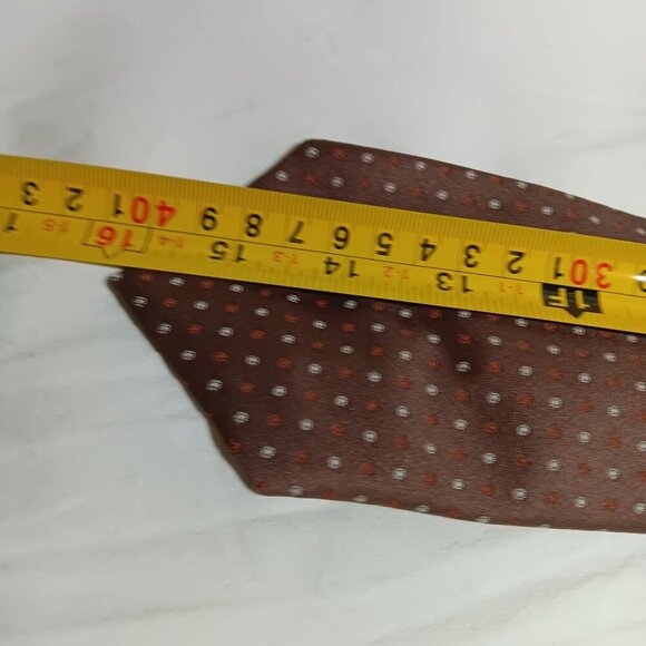 Vintage Brown & Orange Polka Dot Clip-On Tie By Mark Of California - Picture 5 of 5